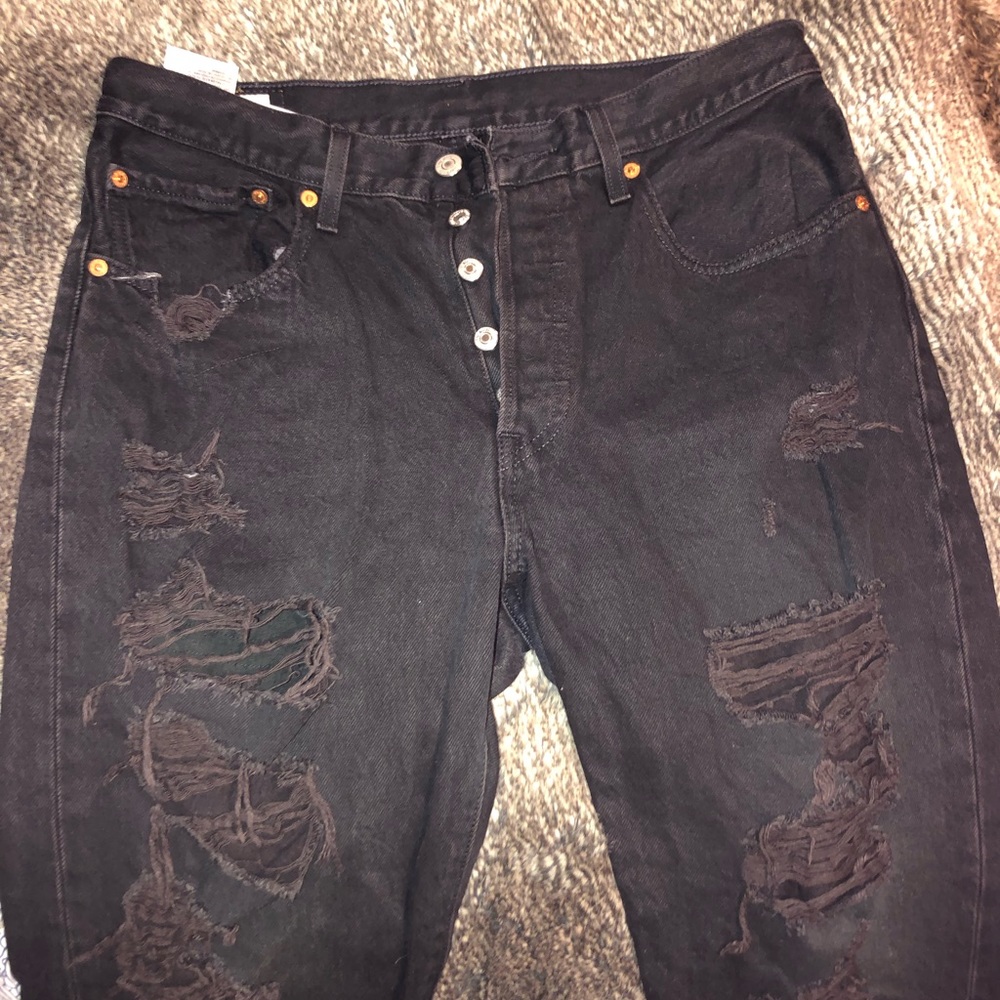 Levi's Black Distressed Boot Cut Jeans